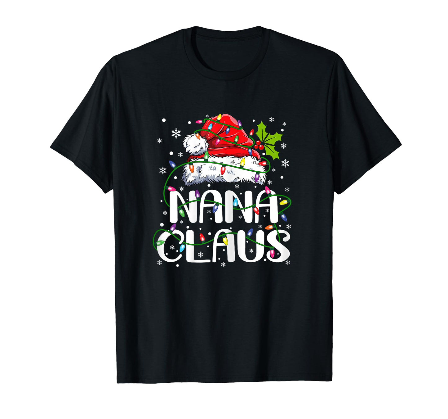 Nana Claus Christmas Lights Pajama Family Matching T-Shirt