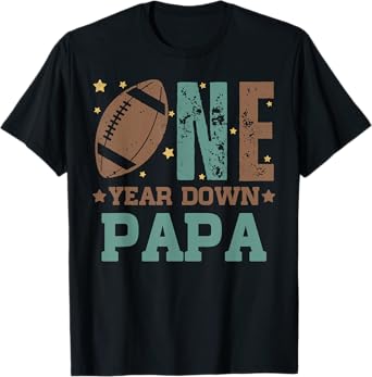 Papa of the 1 Year old Football 1st Year Down Birthday Party T-Shirt