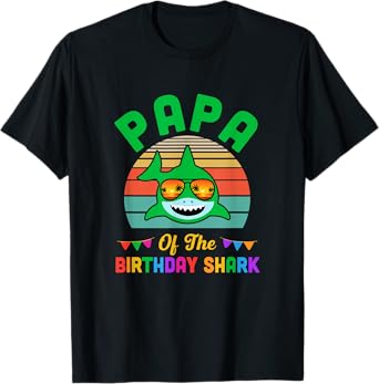 Papa Of The Shark Birthday Papa Matching Family T-Shirt