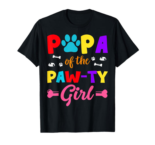 Papa Of The Paw-ty Girl Dog Family Matching Party T-Shirt