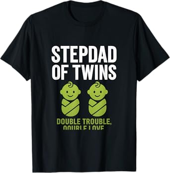 Stepdad of Twins Grunge Sans Neon Green Icons T-Shirt