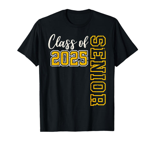 Class of 2025 Senior 25 High School Graduation Black Gold T-Shirt