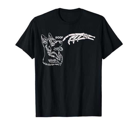 Cute Dog Skeleton Hand Boop Halloween Women Girls Kids T-Shirt