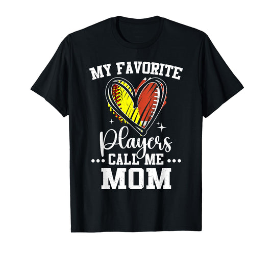 My Favorite Softball Football Players Call Me Mom T-Shirt