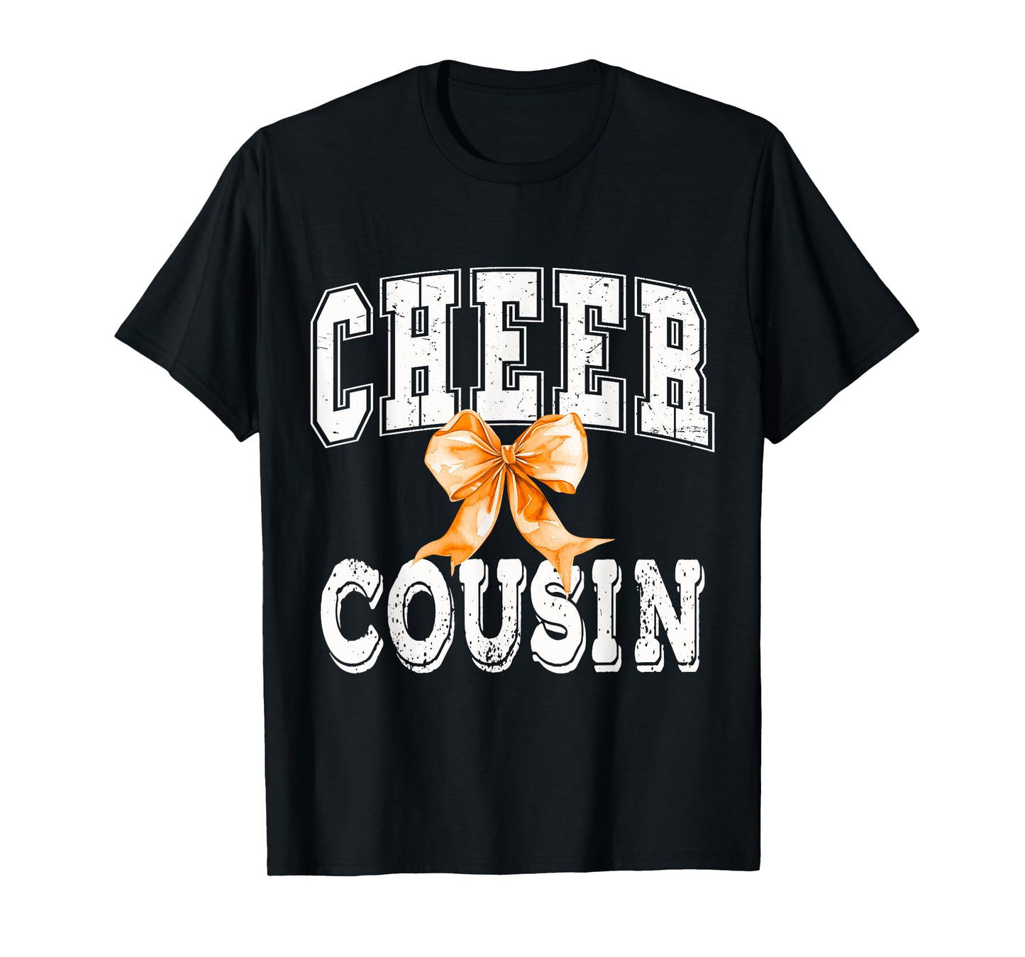 Cheer COUSIN Coquette Orange Bow Cheerleader T-Shirt
