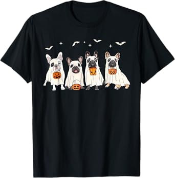 Funny French Bulldog Dressed As Ghost Boo Sheet Halloween T-Shirt