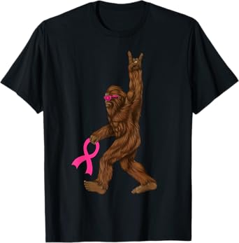 Bigfoot Breast Cancer Funny Sasquatch Pink Ribbon T-Shirt