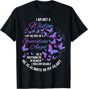 Widow Shirt, Grief To Husband, Husband Is My Guardian Angel T-Shirt