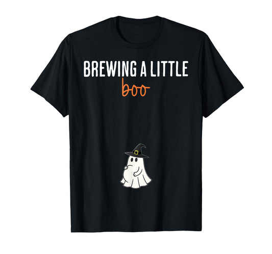 Brewing A Little Boo Funny Maternity Halloween Ghost New Mom T-Shirt