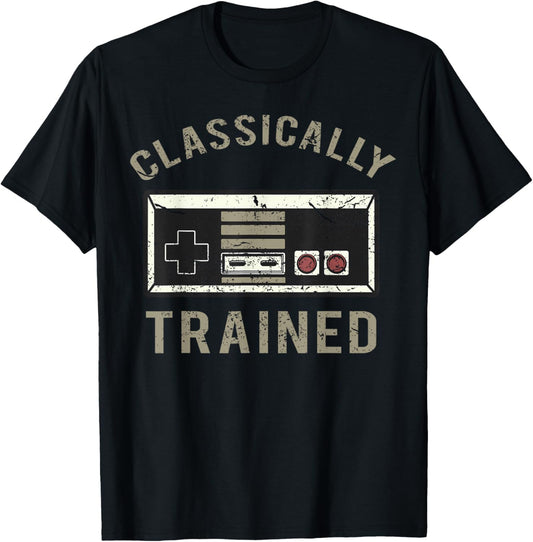 Video Game Retro Vintage Distressed T-Shirt - Black - Unisex Adult - Short Sleeve - Classic Fit - T-Shirt - Size S