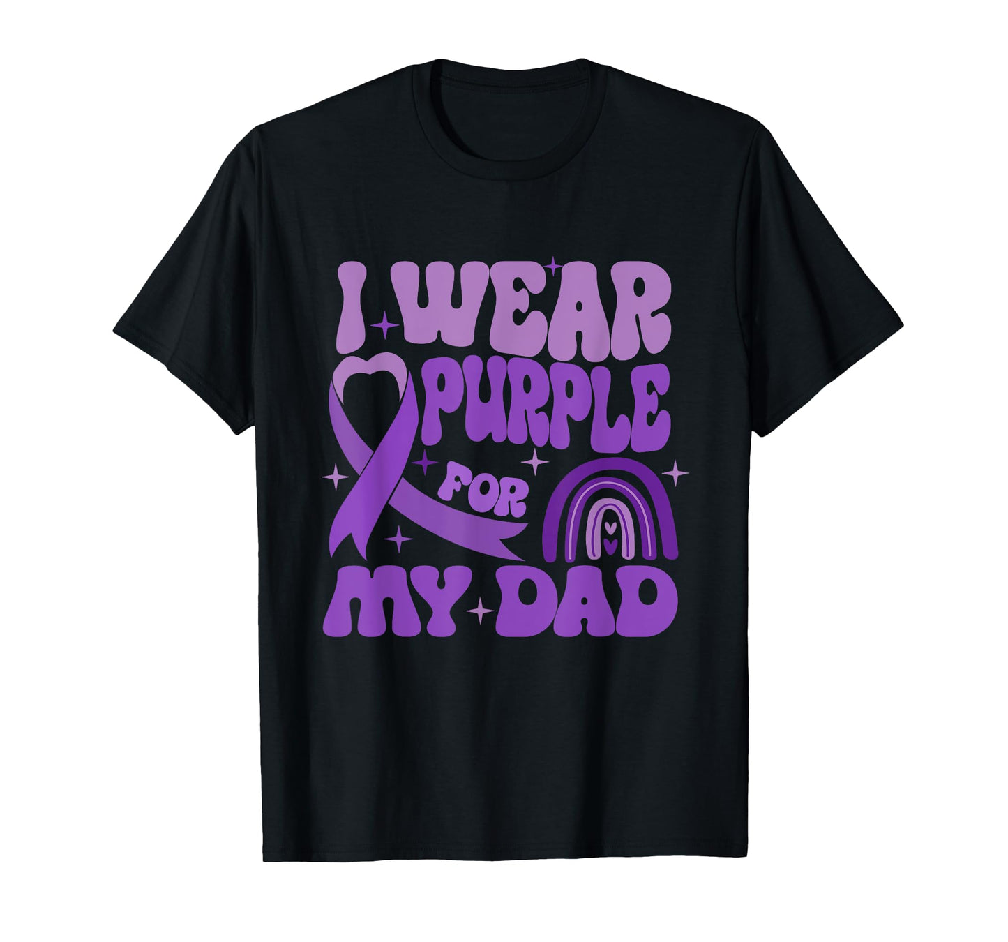 I Wear Purple For My-Dad Alzheimers Awareness Purple Ribbon T-Shirt