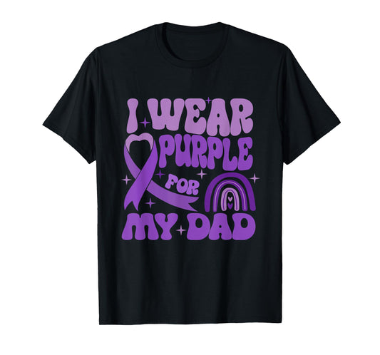 I Wear Purple For My-Dad Alzheimers Awareness Purple Ribbon T-Shirt