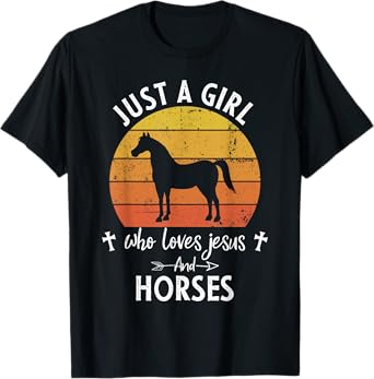Just A Girl Who Loves Jesus And Horses Cute Christians Gift T-Shirt