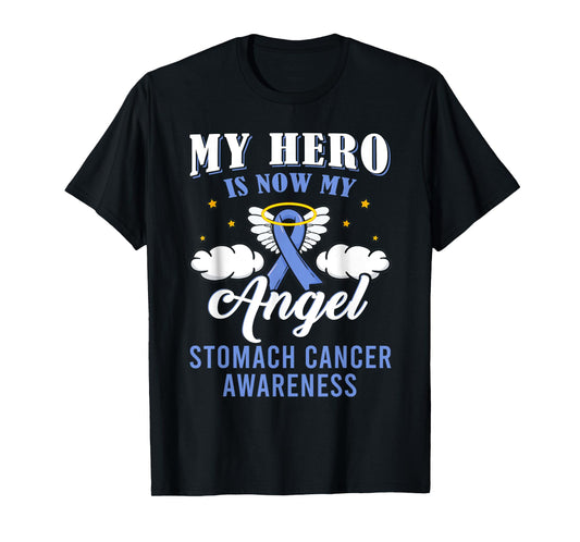 Cute My Hero Is Now My Angel Stomach Cancer Awareness Ribbon T-Shirt