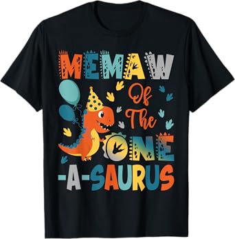 Memaw Of The One-A-Saurus 2Nd Birthday Dinosaur Party T-Shirt