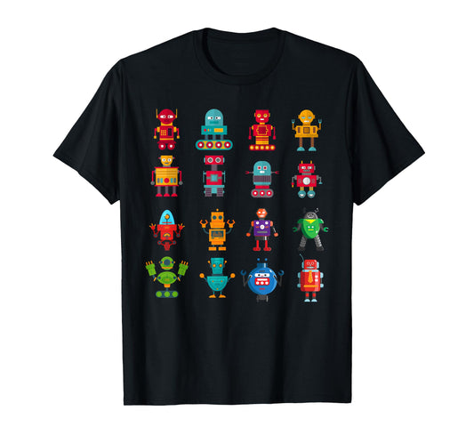 Cute Retro Colorful Robot Collection T-Shirt