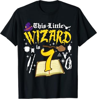 7th Birthday Wizard Magic 7 Year Old Funny B-Day Matching T-Shirt