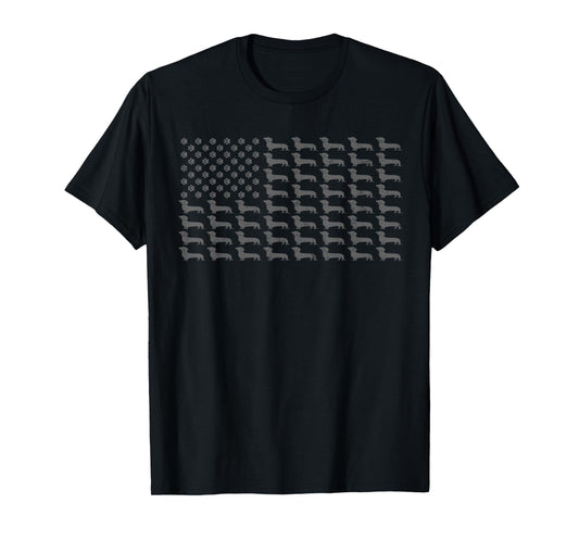 American Flag Vintage Patriotic Dachshund Dad Weiner Dog T-Shirt