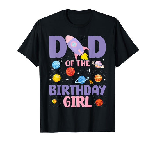 Two The Moon Dad Of the Birthday Girl Astronaut Family Party T-Shirt