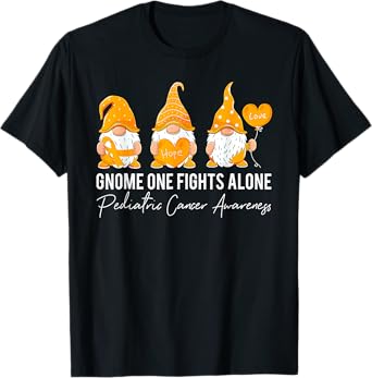 Gnome Fights Pediatric Cancer Awareness Yellow Ribbon T-Shirt