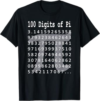 Pi Shirt, 100 Digits of Pi, 100 Digits of Pi Symbol Math T-Shirt