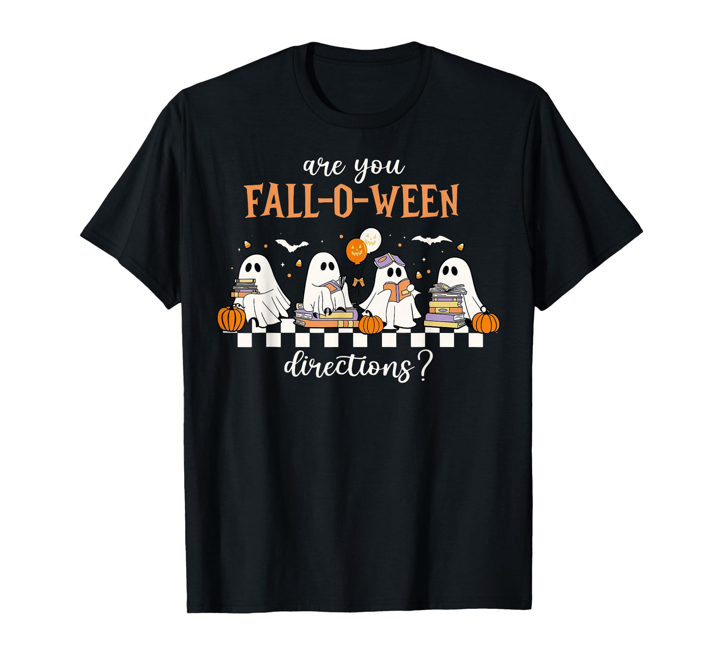 Retro are You Fall O Ween Directions Teacher Halloween Ghost T-Shirt