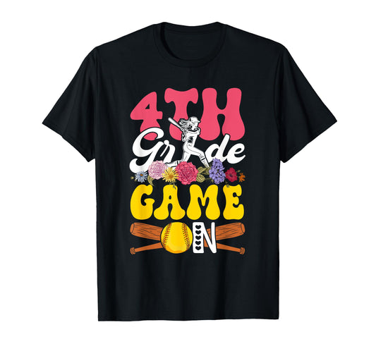 4th Grade Funny Game Costume Softball Player Lover Students T-Shirt