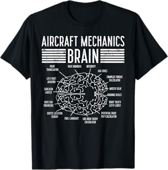 Aircraft Mechanics Brain Fun Airplane Maintenance Men Women T-Shirt