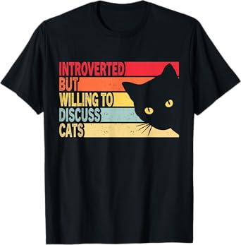 Introverted But Willing To Discuss Cats Vintage Cat Lover T-Shirt for Men Women