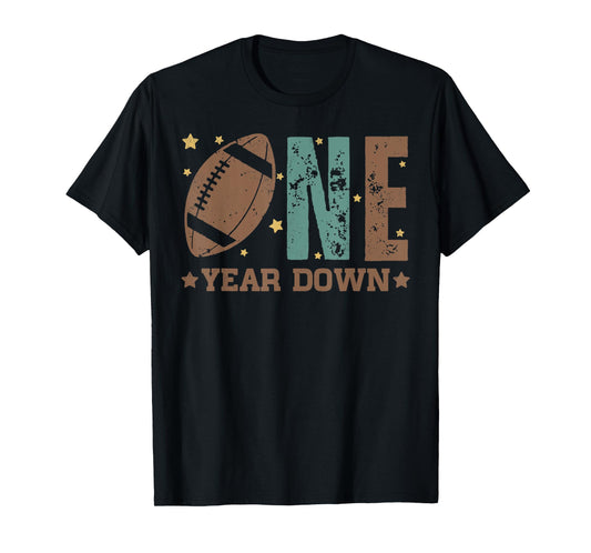 1st Year Down Football Lover First Birthday Boy Party T-Shirt