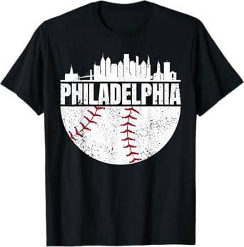 Vintage Philadelphia Skyline Baseball Retro Cityscap T-Shirt