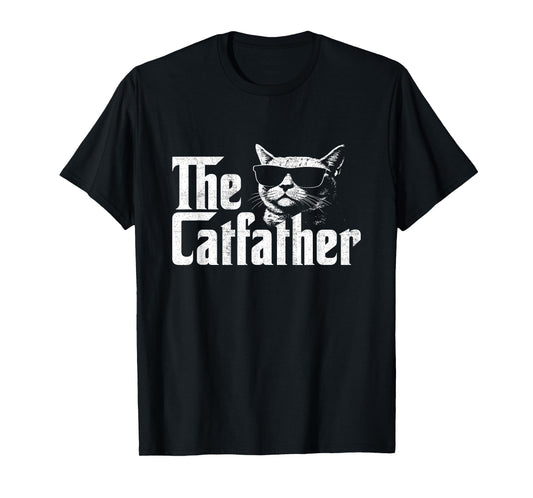 The Catfather Funny Cat Dad Fathers Day Vintage Father's Day T-Shirt for Men