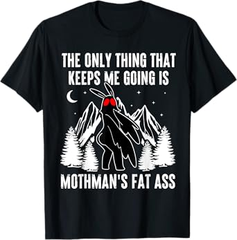Funny Mothman Fat Ass Vintage Cryptid Funny Mothman Meme T-Shirt
