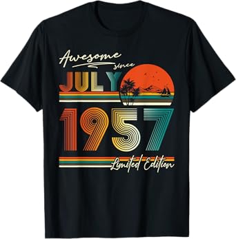 Retro 68 Years Old Vintage July 1957 68th Birthday Men Women T-Shirt