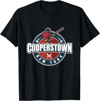 Vintage Baseball Badge Cooperstown New York Travel Souvenir T-Shirt