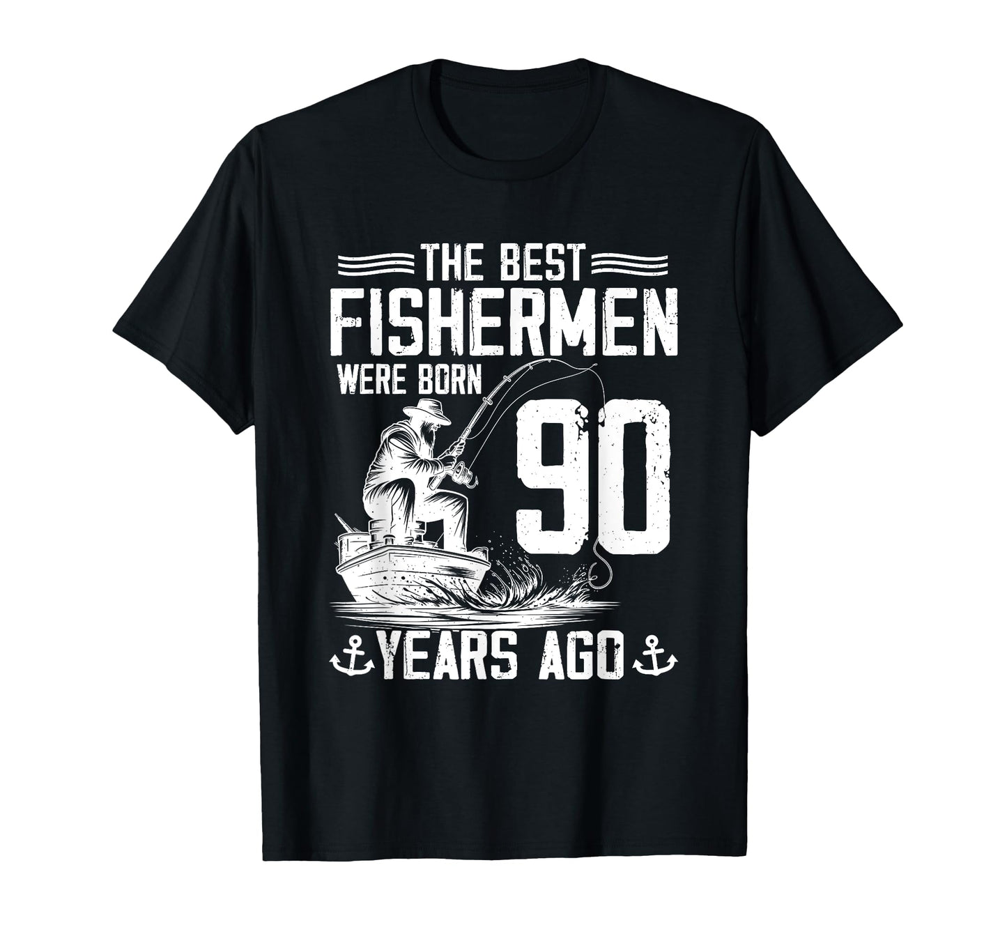 90 Year Old Gift Men Fisherman 90 Birthday Fishing 90th BDay T-Shirt
