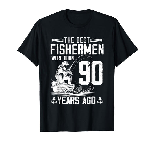 90 Year Old Gift Men Fisherman 90 Birthday Fishing 90th BDay T-Shirt