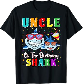 Uncle Of The Shark Birthday Family Matching Birthday Nephew T-Shirt