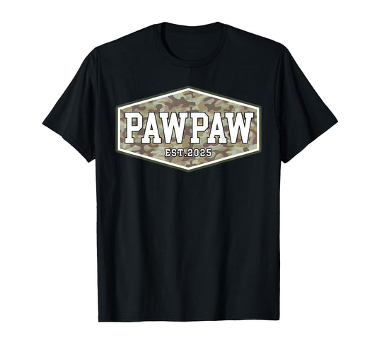 Pawpaw Est. 2025 First Grandpa Fathers Day New Pawpaw Camo T-Shirt
