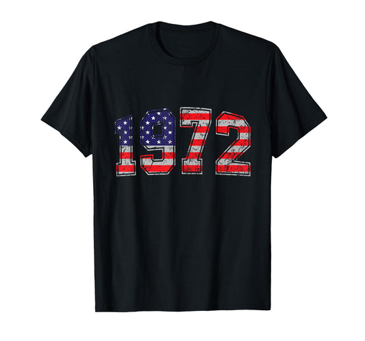 Vintage 1972 52 Years Old American Flag 4th Of July Retro Women Men T-Shirt