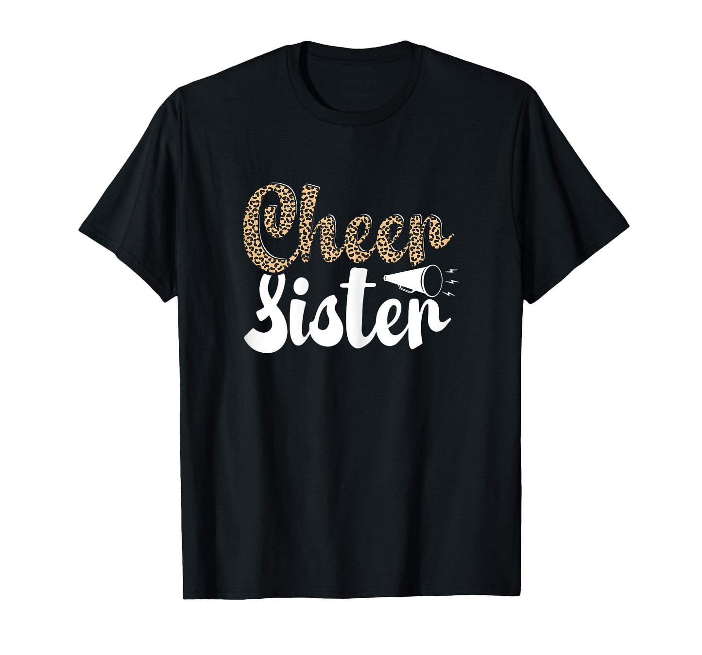 Funny Cheerleading Leopard Graphic Women Cheer Sister T-Shirt