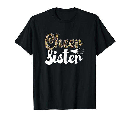 Funny Cheerleading Leopard Graphic Women Cheer Sister T-Shirt