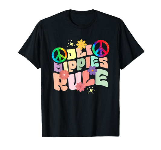 Funny Old Hippies Rule | Peace Sign | Hippy T-Shirt