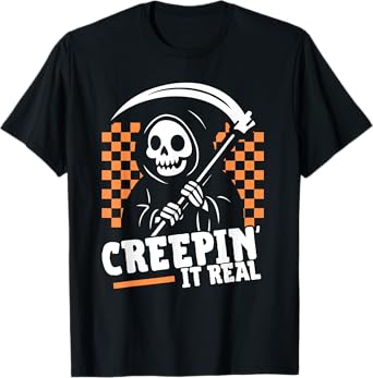 Creepin It Real Retro Grim Reaper Funny Halloween T-Shirt