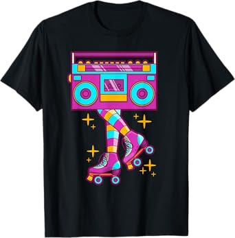 Retro Rollerskates Funny 80's Roller Disco Skating Girl Gift T-Shirt