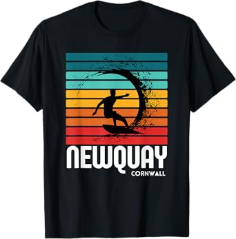 Surf Newquay Cornwall Beach Vintage Retro Surfing T-Shirt