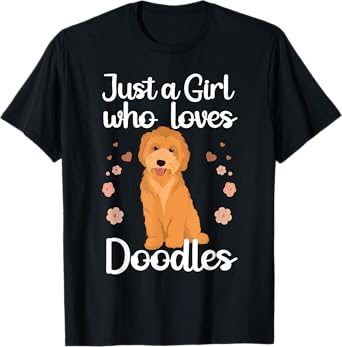 Cute Doodle Art For Women Girls Mom Golden Doodle Dog Lovers T-Shirt