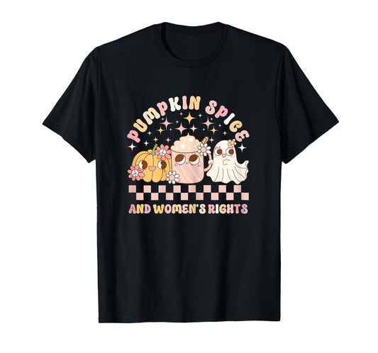 Pumpkin Spice and Women's Rights Cute Ghost Retro Women's T-Shirt