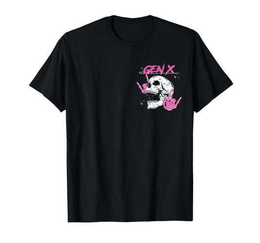 Retro Gen X The Badass-Generation Skeleton Xennial 2 Sided T-Shirt