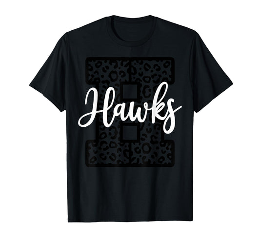 Hawks School Spirit Sport Leopard Cheer Fan Game Day T-Shirt